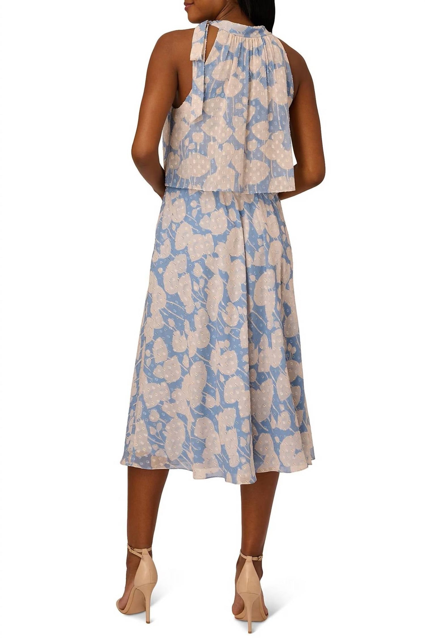Adrianna Papell - Blouson Floral Print Chiffon Dress