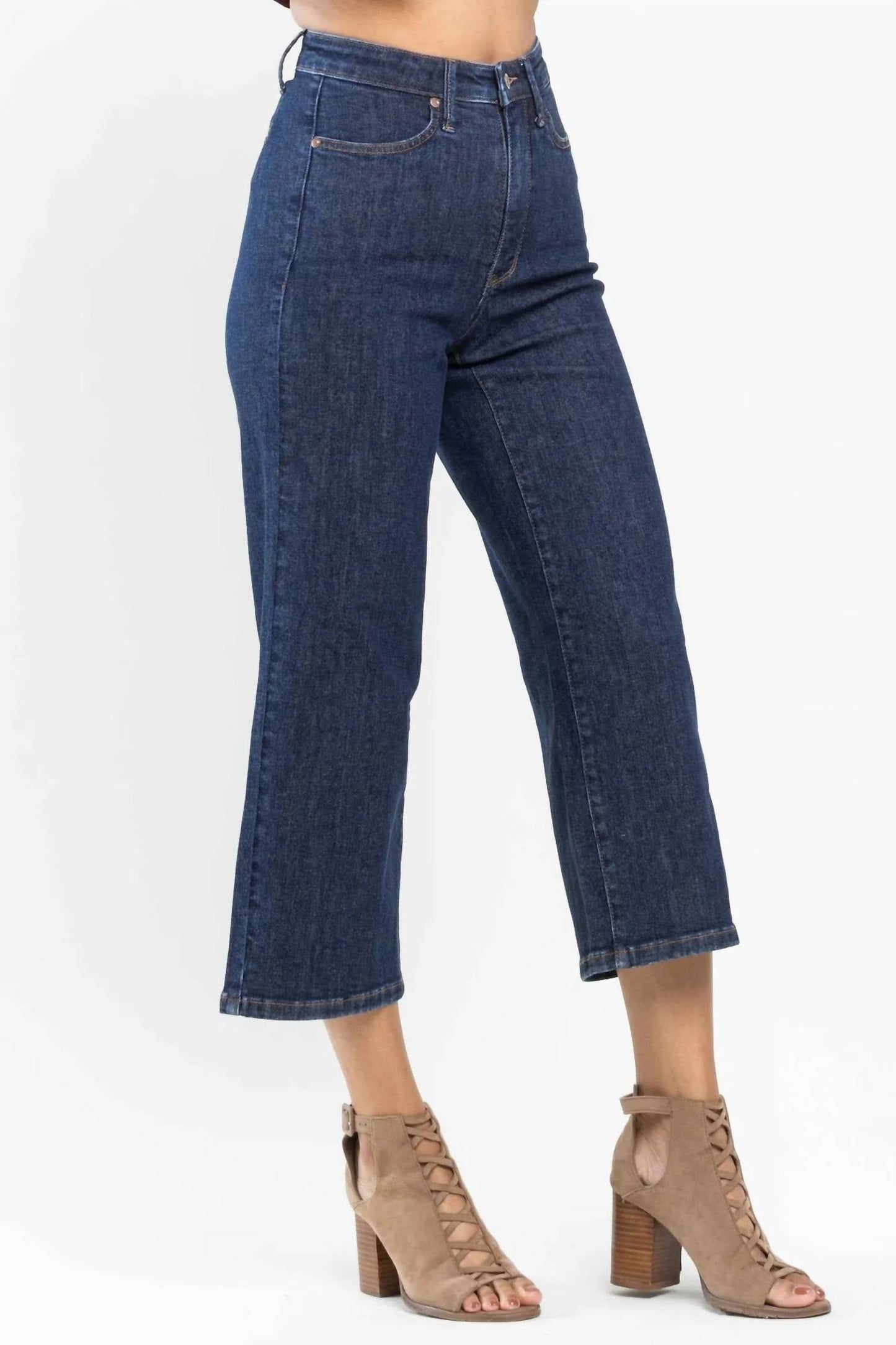 Judy Blue - Tummy Control Tailored Crop Wide Leg Jean