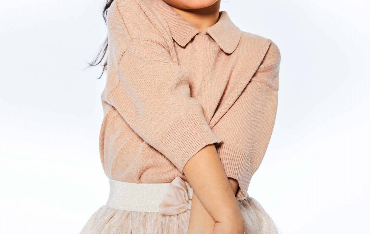 Deux Par Deux - Collared Three-Quarter Knit Top