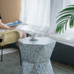 19x19x20" Tapered Blue Garden Capiz Stool, Accent Side Table