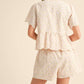 &Merci - Embroidered Floral Gingham Top And Shorts Set
