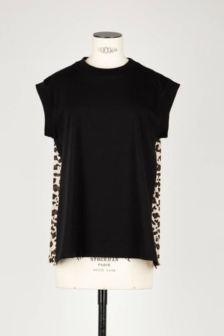 Sacai - Camiseta de algodão com estampa de leopardo