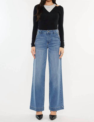 Kancan - CALÇA ALTA DE PERNA LARGA