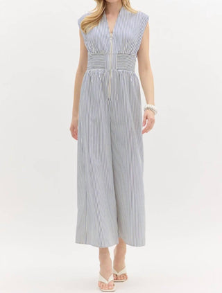 Entro - Striped Romper with Zipper