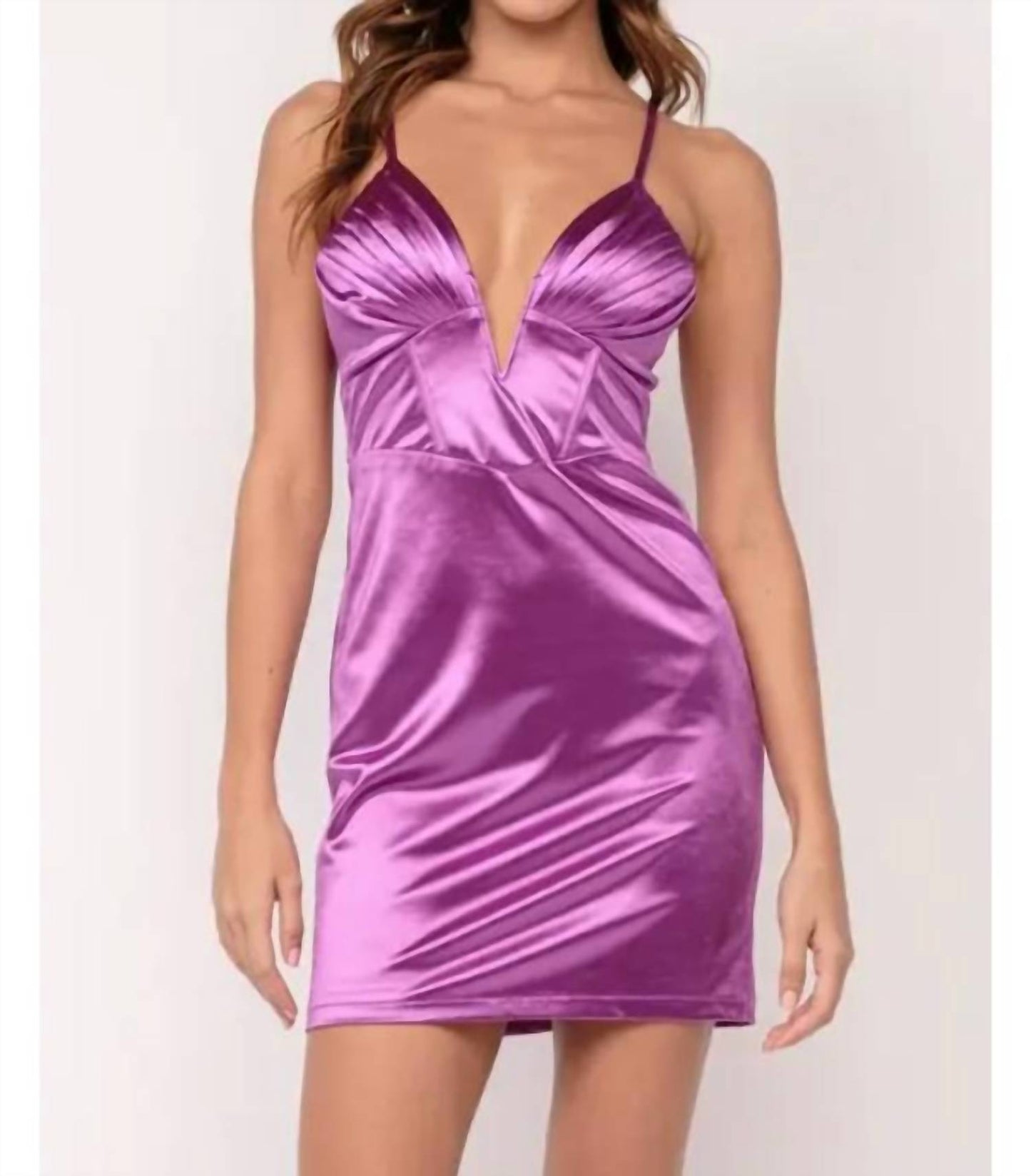 Cason Couture - The Reina Ruched Corset Mini Dress