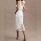 Mac Duggal - Vestido longo com contas florais e comprimento chá