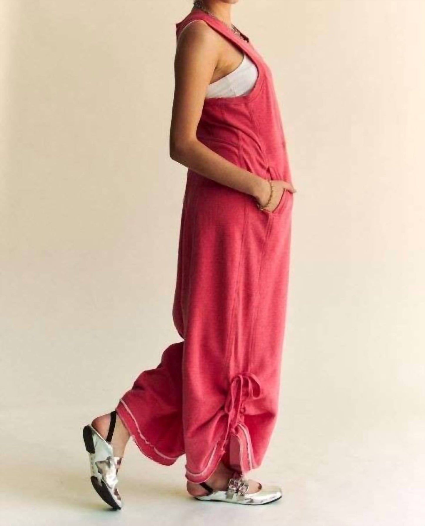 Davi & Dani - Ruched Side Seam Jumpsuit