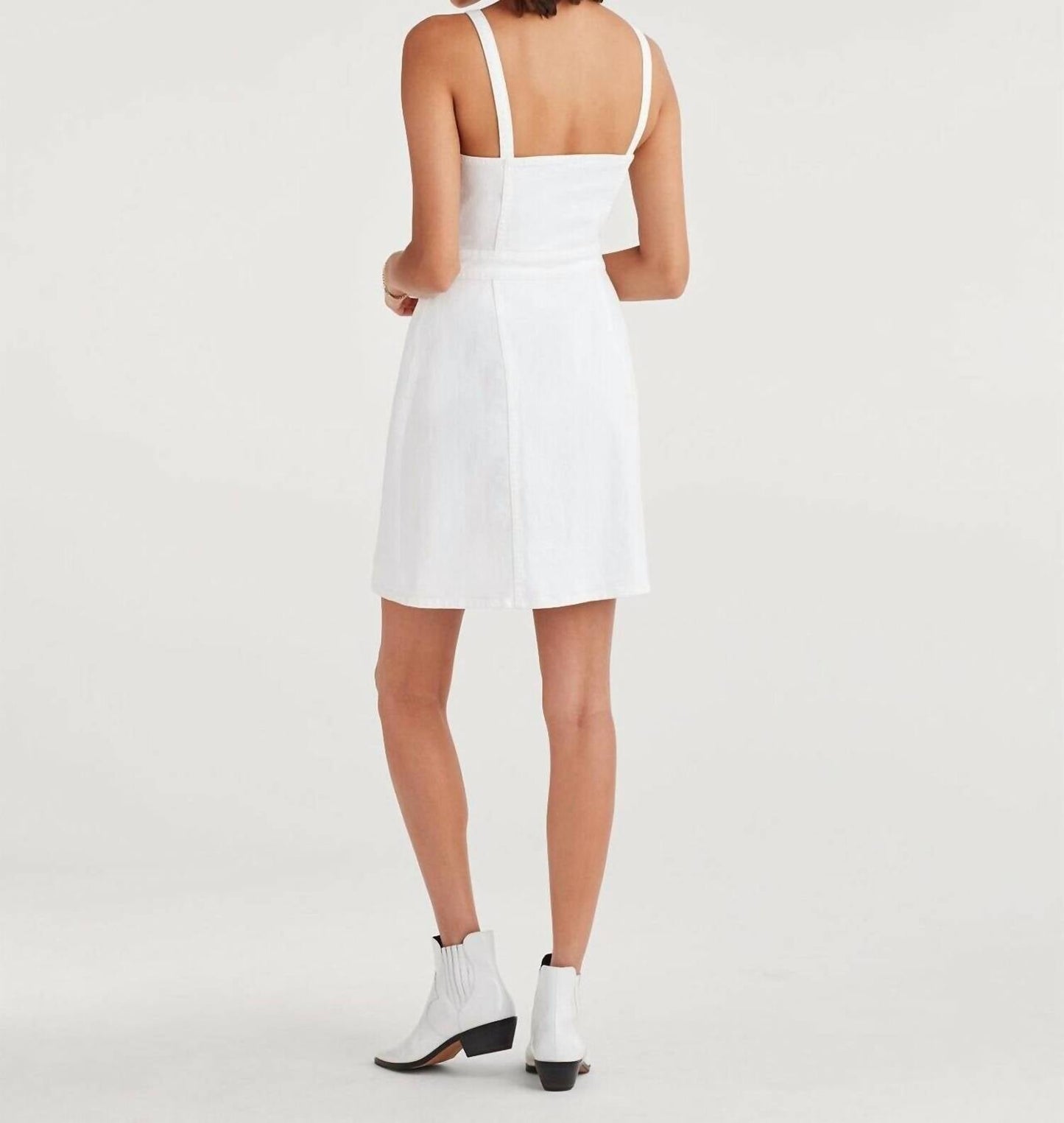 7 For All Mankind - Double Tie Buttoned V Neck Mini Dress