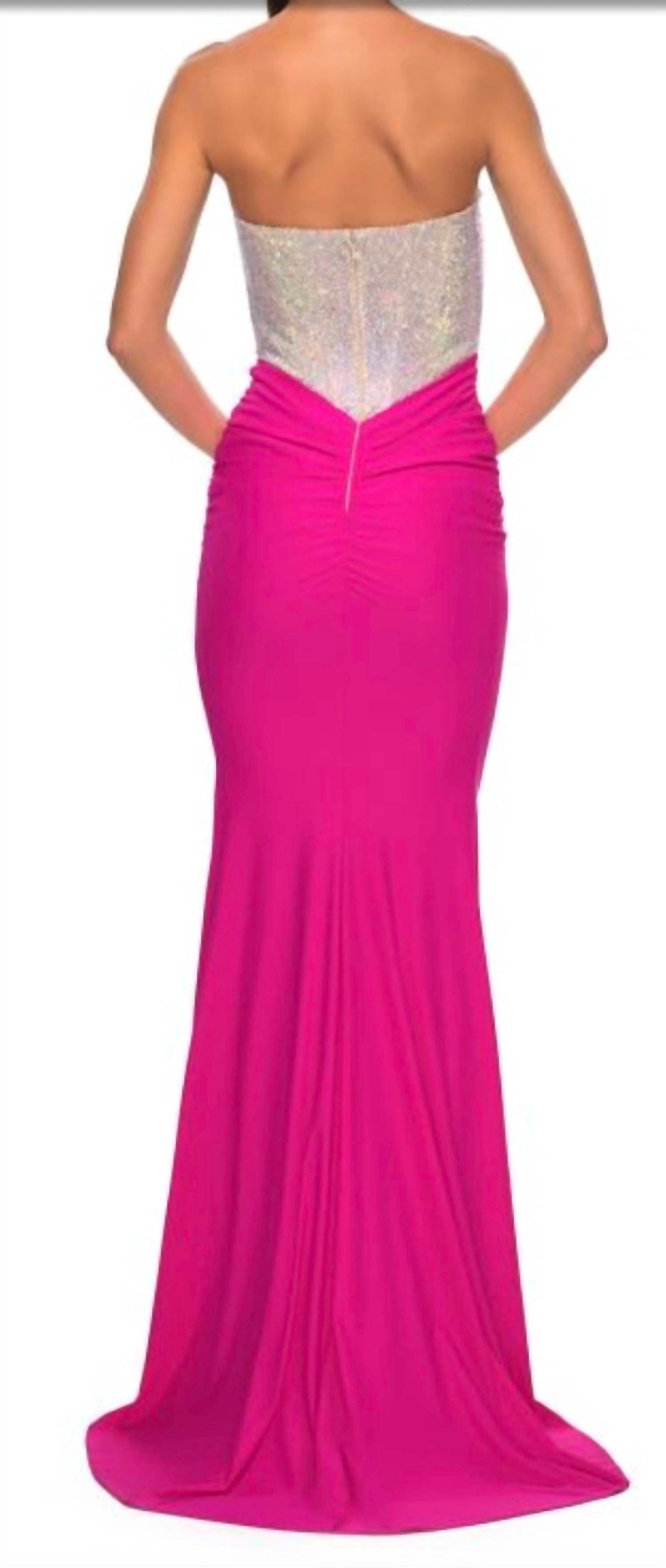 La Femme - Strapless gown with beaded top