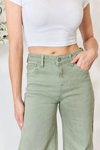 Risen - Women's Full Size Raw Hem Wide-leg Jeans