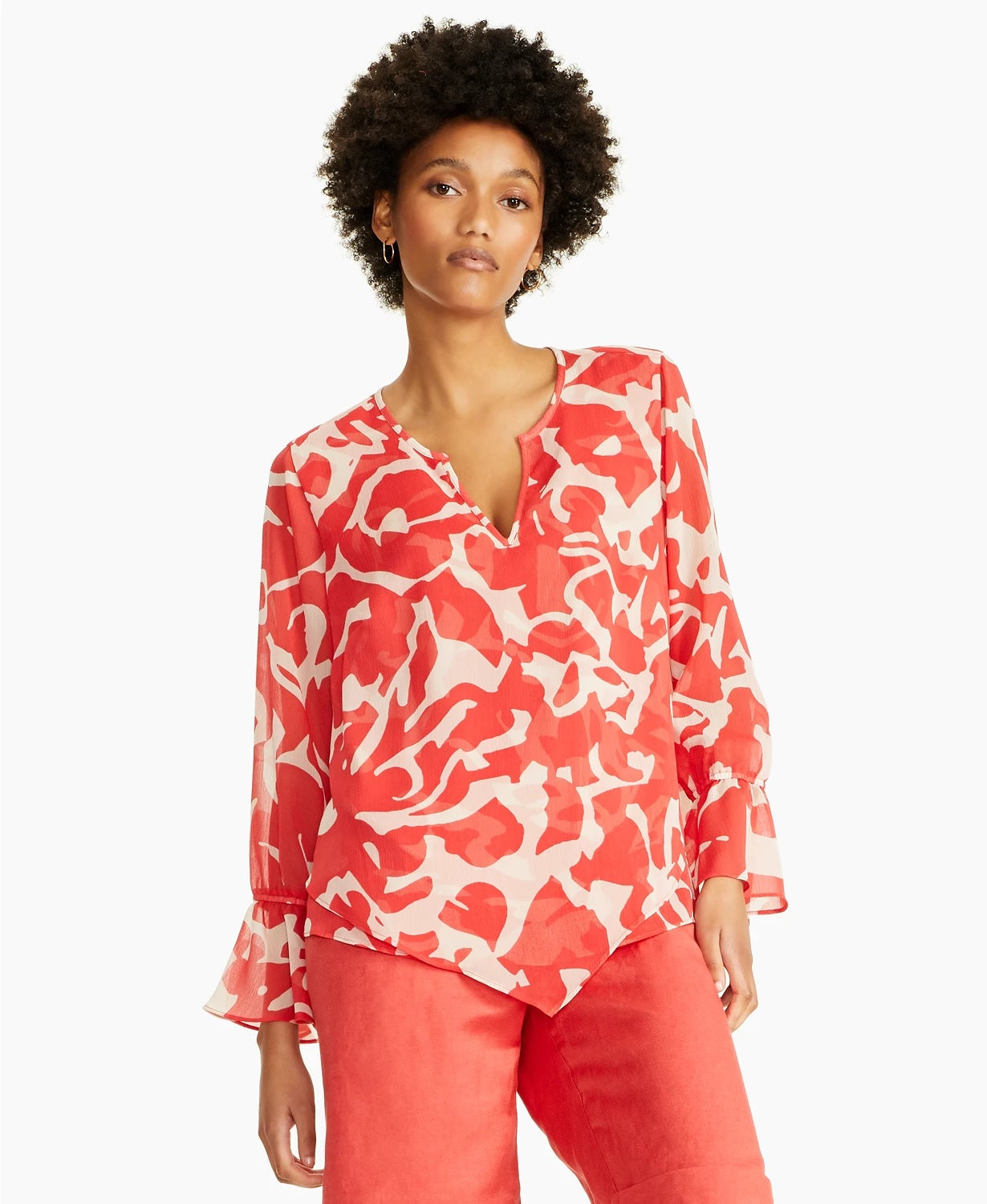 Blusa estampada feminina Alfani vinho tamanho grande