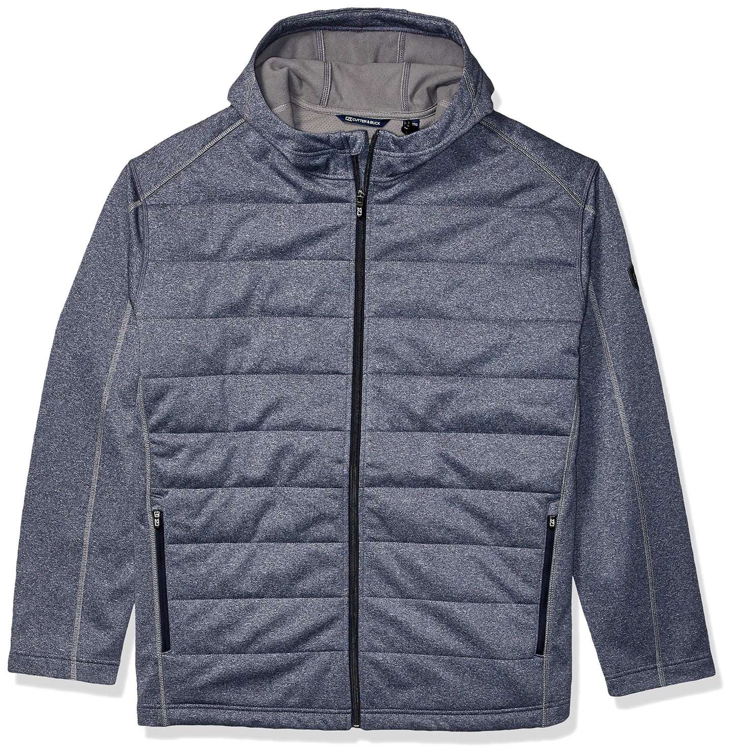 Cutter & Buck Men's Weathertec Jersey Bonded Fleece Altitude Quilted Hood Jacket, Liberty Navy, 4X Big