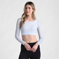 Halftee Metallic Mesh Long Sleeve Scoop Neck Top