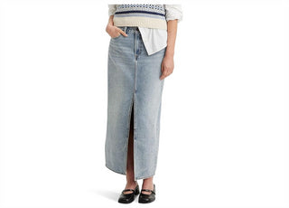 Saia jeans Levi's Premium Ankle Column Feminina Azul Claro Lavado