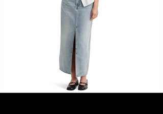 Saia jeans Levi's Premium Ankle Column Feminina Azul Claro Lavado