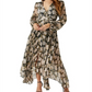 Vestido longo plissado floral Ayana da Astr the Label com manga comprida
