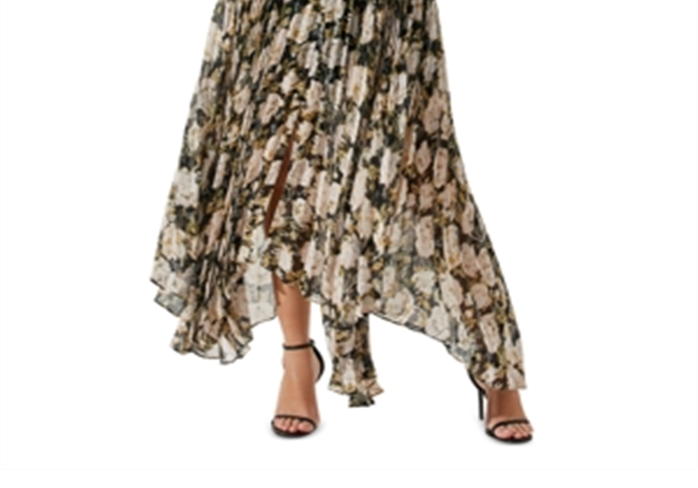 Vestido longo plissado floral Ayana da Astr the Label com manga comprida