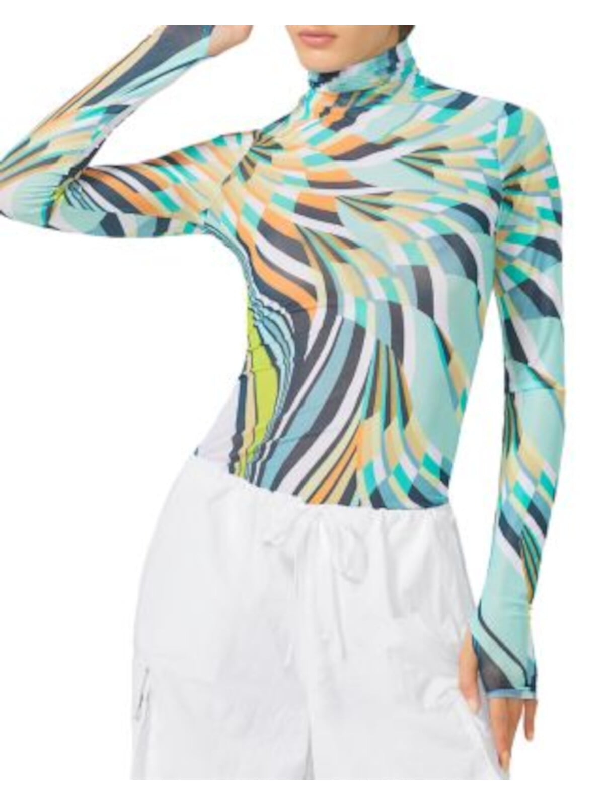 Blusa de malha com gola alta Afrm Zadie, multicolorida, tamanho XS