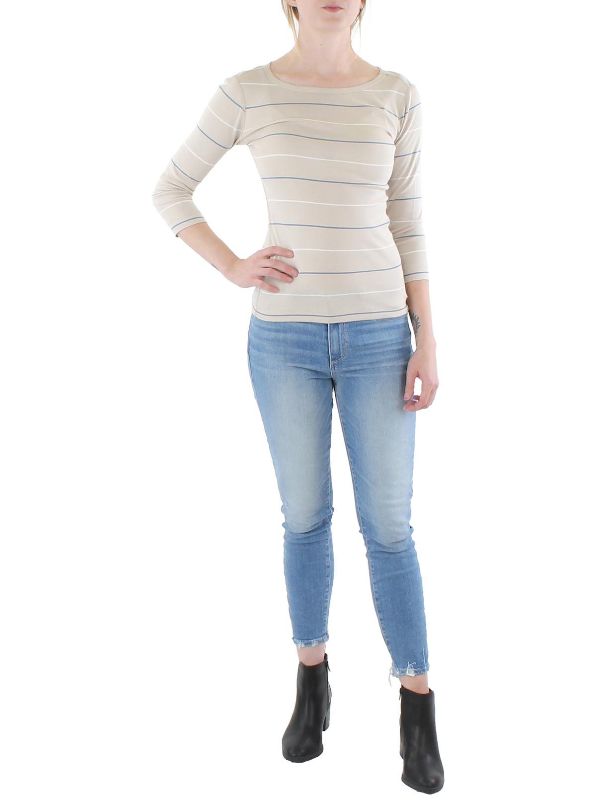 Camiseta britânica listrada Three Dots cinza tamanho P