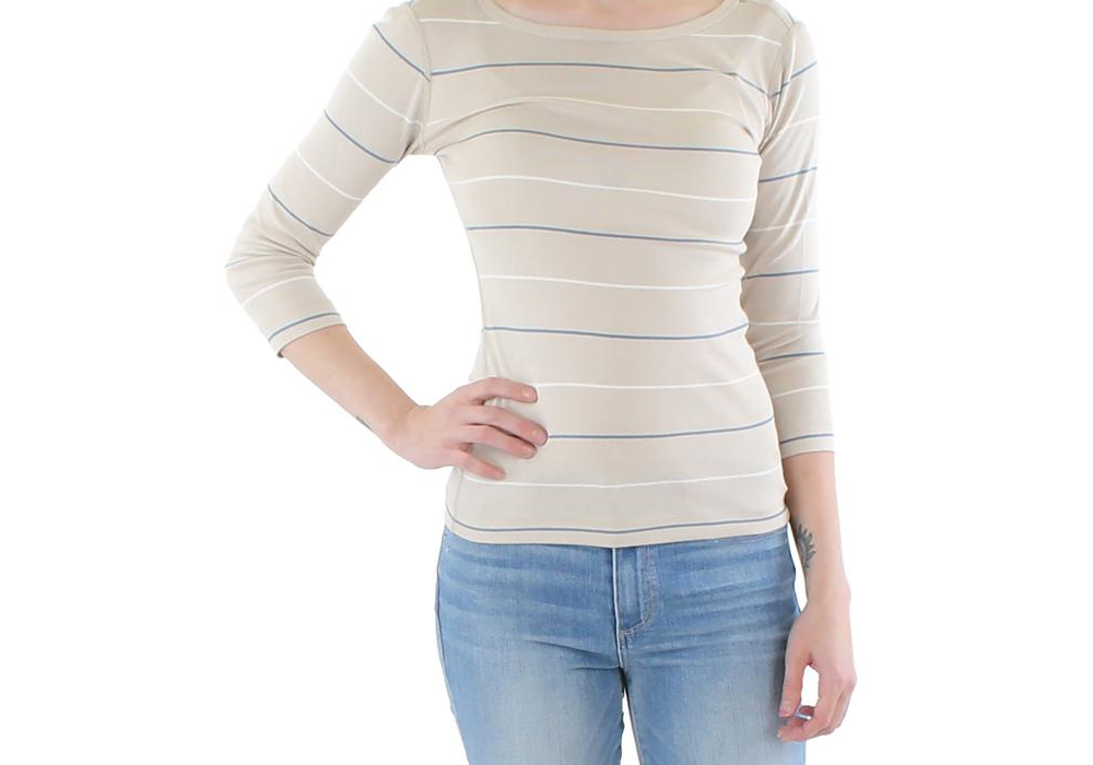 Camiseta britânica listrada Three Dots cinza tamanho P