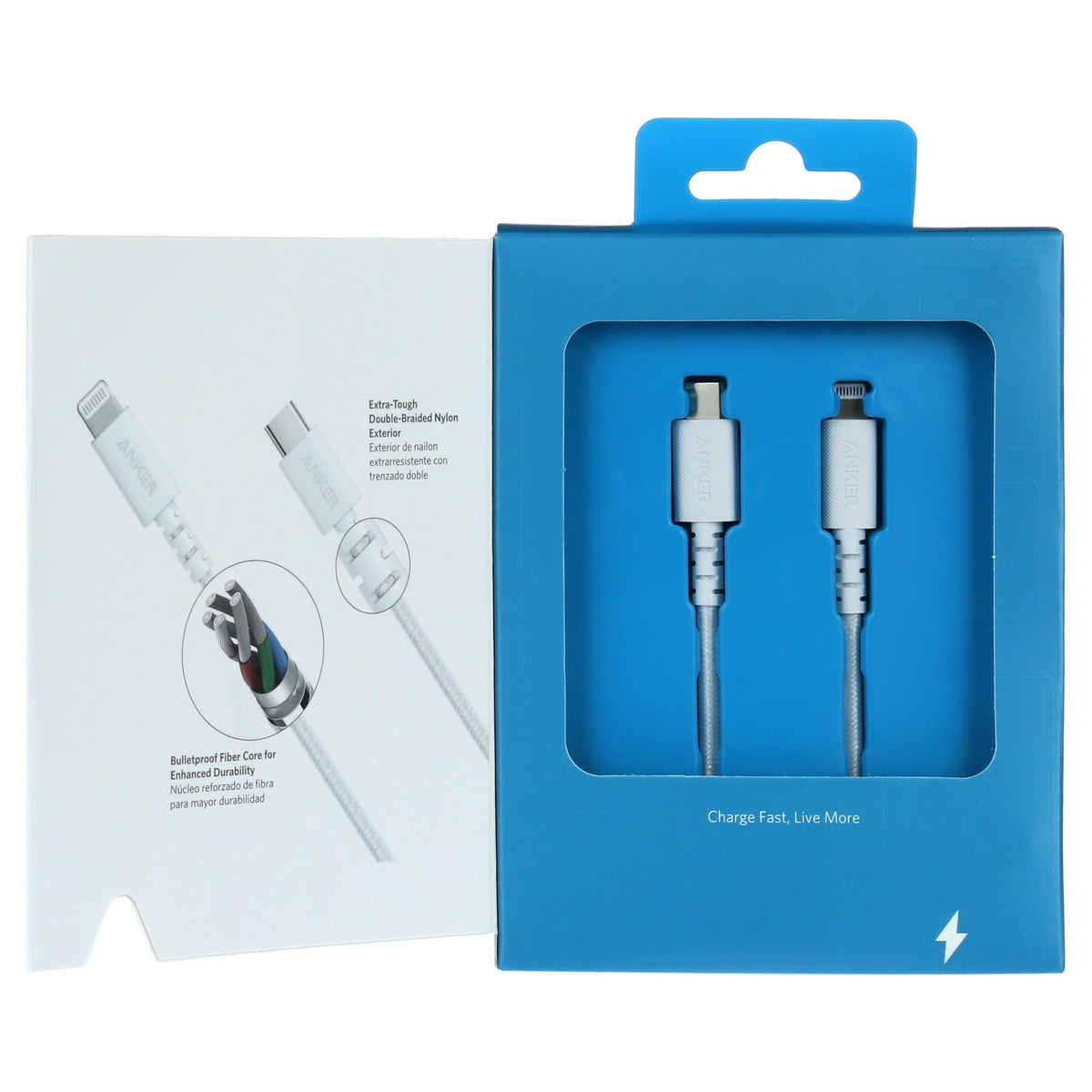 Cabo Anker PowerLine Select + USB-C com conector Lightning de 1,8 m, certificado Apple MFi - Branco