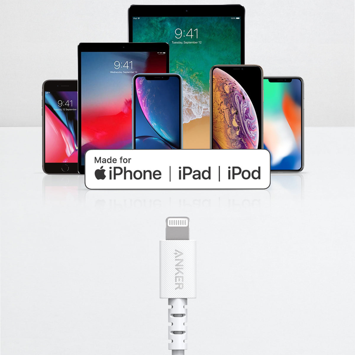 Cabo Anker PowerLine Select + USB-C com conector Lightning de 1,8 m, certificado Apple MFi - Branco