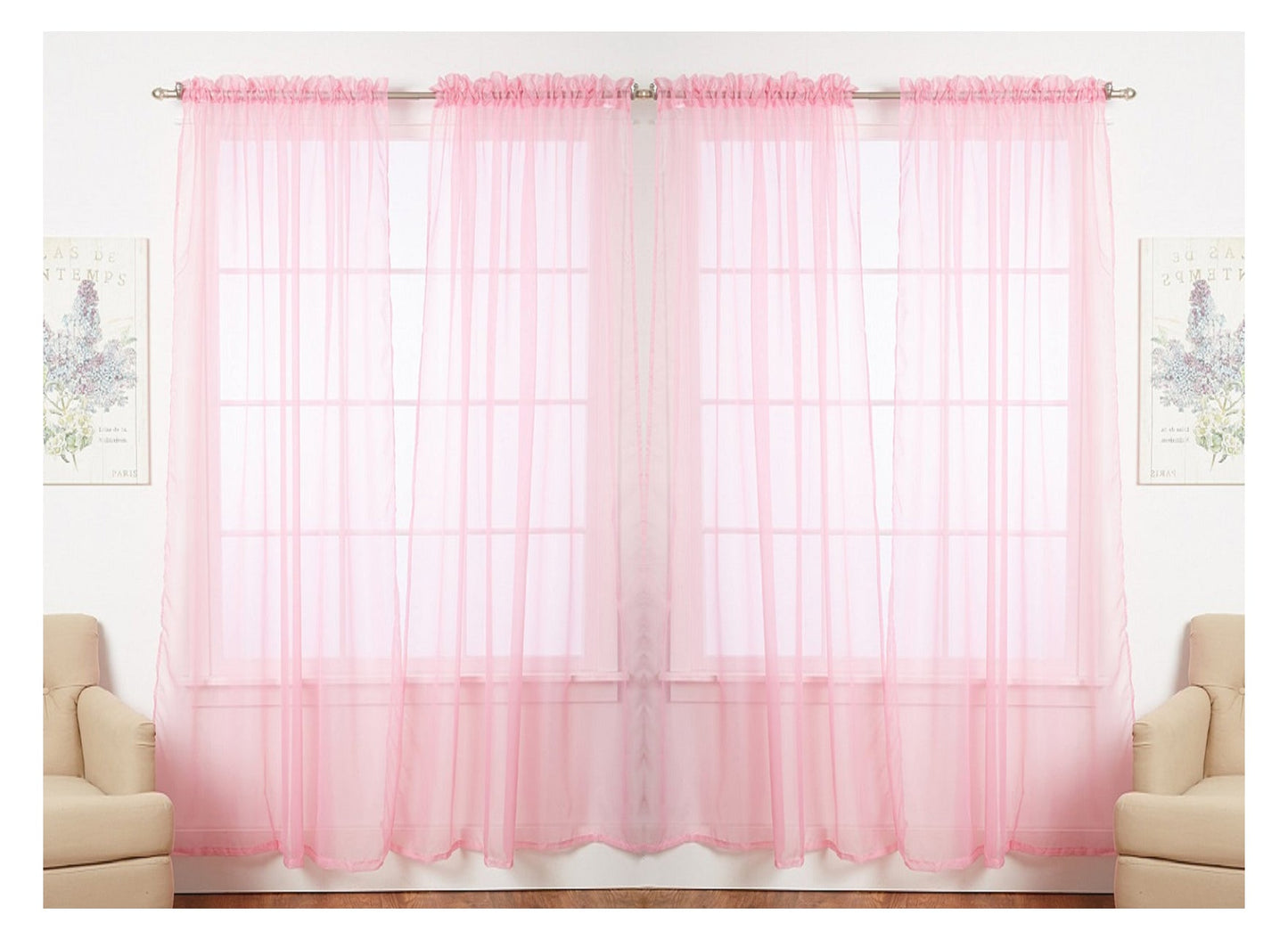 Pacote com 4 unidades da J&amp;V TEXTILES: Painéis de cortina transparentes sólidos