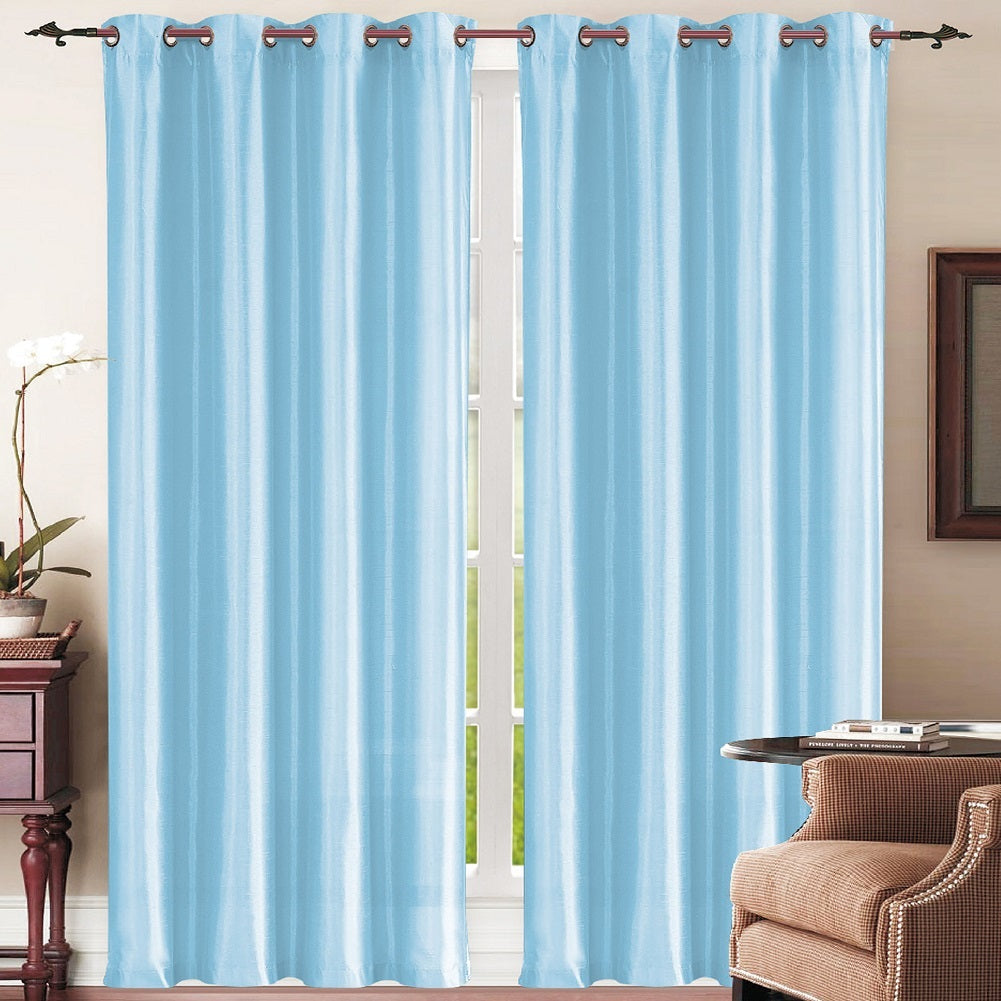Cortina de janela de seda sintética com ilhós sólidos de 2 painéis J&amp;V TEXTILES com tratamento de 84" de comprimento