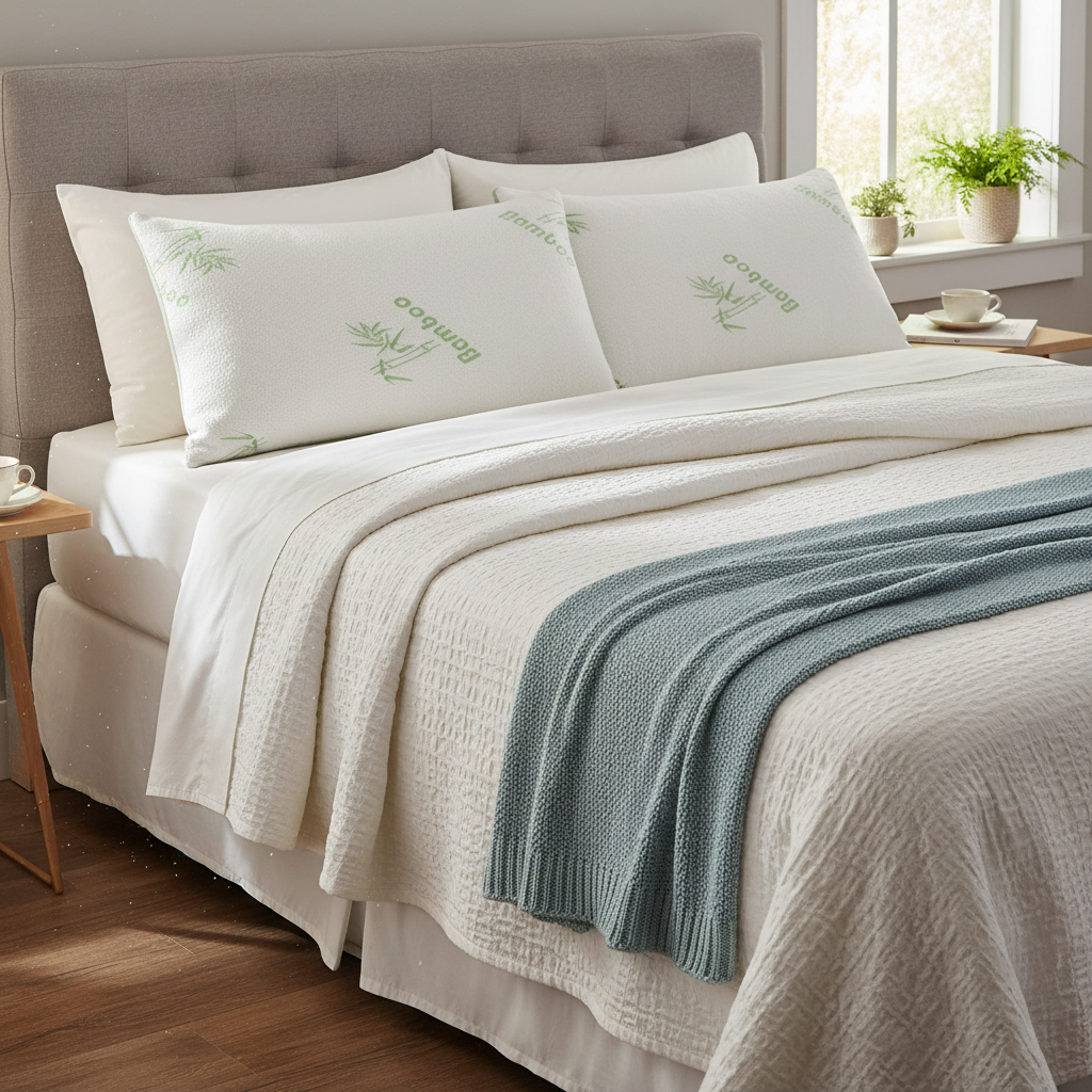 Travesseiros de espuma viscoelástica de bambu (pacote com 1 ou 2)