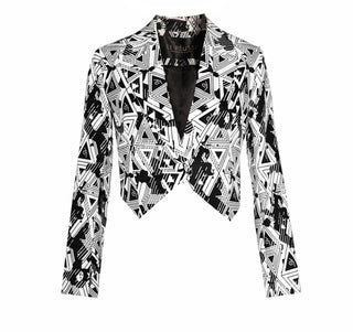Blazer geométrico Amour – Jaqueta feminina estilosa sob medida