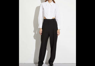 Camisa smoking feminina Joyce da Saint Art New York, branca, tamanho XS