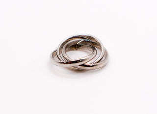 Conjunto de anéis de prata Trinity Linked - Elegância redefinida