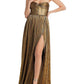 Vestido sem alças metálico Florence, dourado, tamanho M