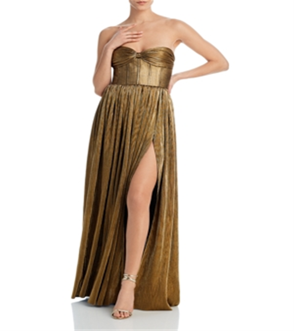 Vestido sem alças metálico Florence, dourado, tamanho M