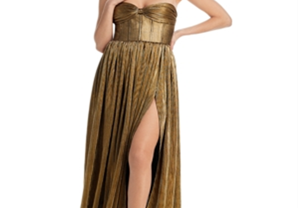 Vestido sem alças metálico Florence, dourado, tamanho M
