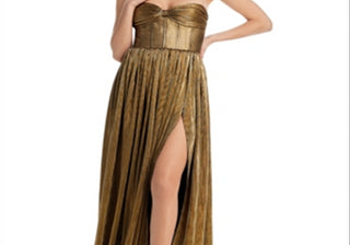 Vestido sem alças metálico Florence, dourado, tamanho M