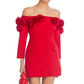 Lucy Paris Vestido curto ombro a ombro roseta vermelho