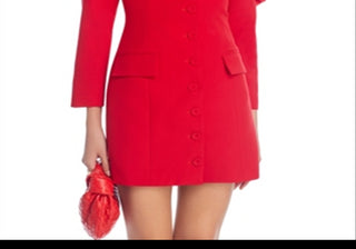 Lucy Paris Vestido curto ombro a ombro roseta vermelho