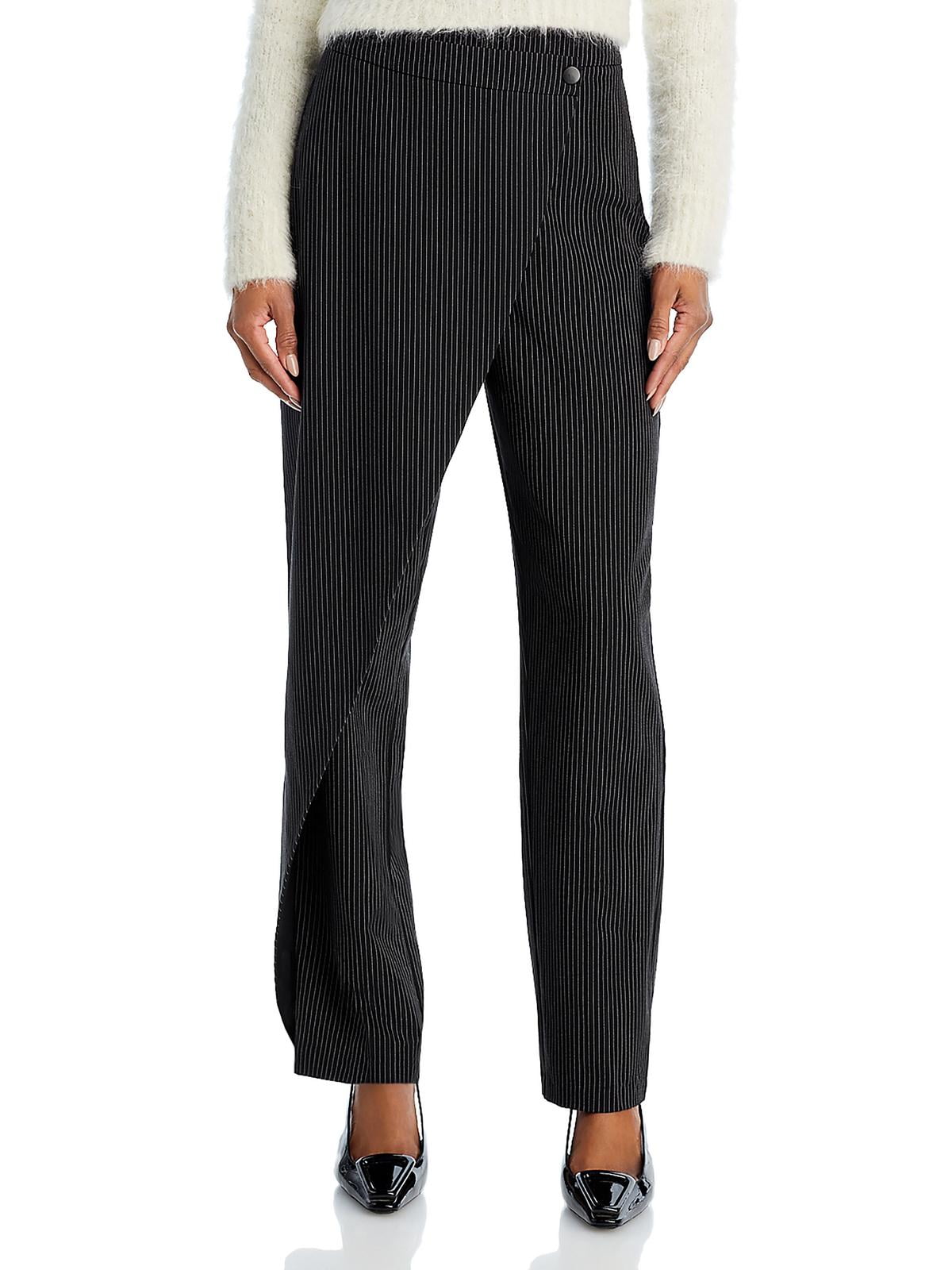 Calça assimétrica listrada Lucy Paris, cor carvão