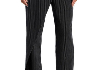 Calça assimétrica listrada Lucy Paris, cor carvão