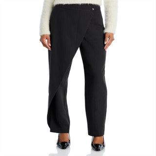 Calça assimétrica listrada Lucy Paris, cor carvão