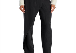 Calça assimétrica listrada Lucy Paris, cor carvão