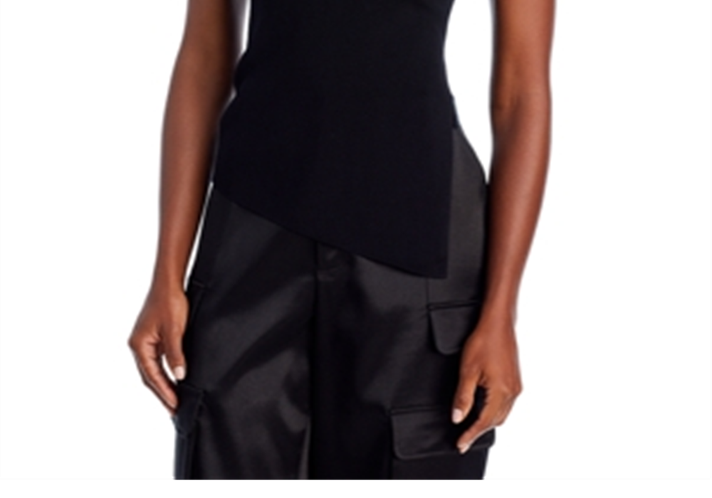 Blusa de malha sem alças Lucy Paris, preta, tamanho G