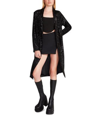 Jaqueta Steve Madden Show Stopper Sequin Duster Preta