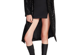 Jaqueta Steve Madden Show Stopper Sequin Duster Preta