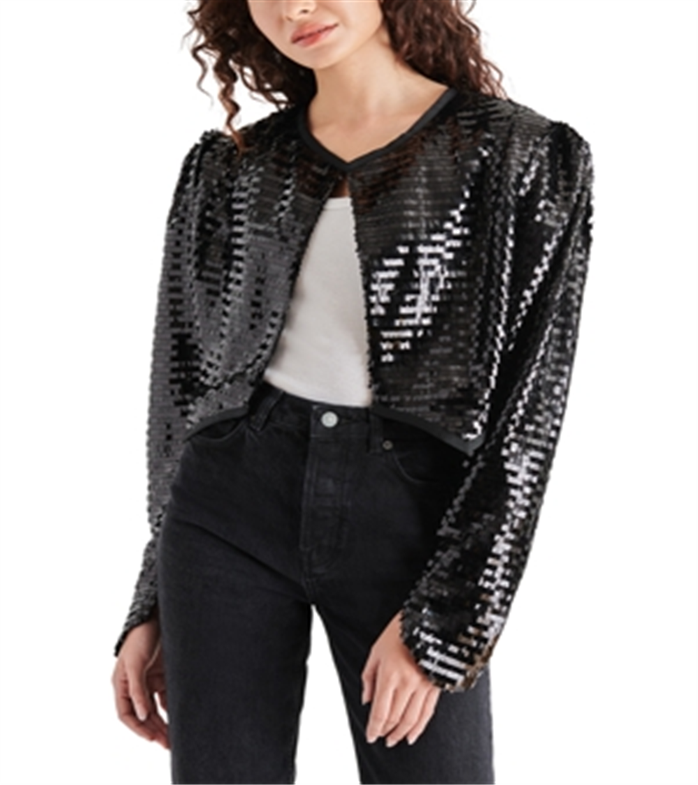 Steve Madden Juliet Cropped Piano Lantejoulas Bolero Preto