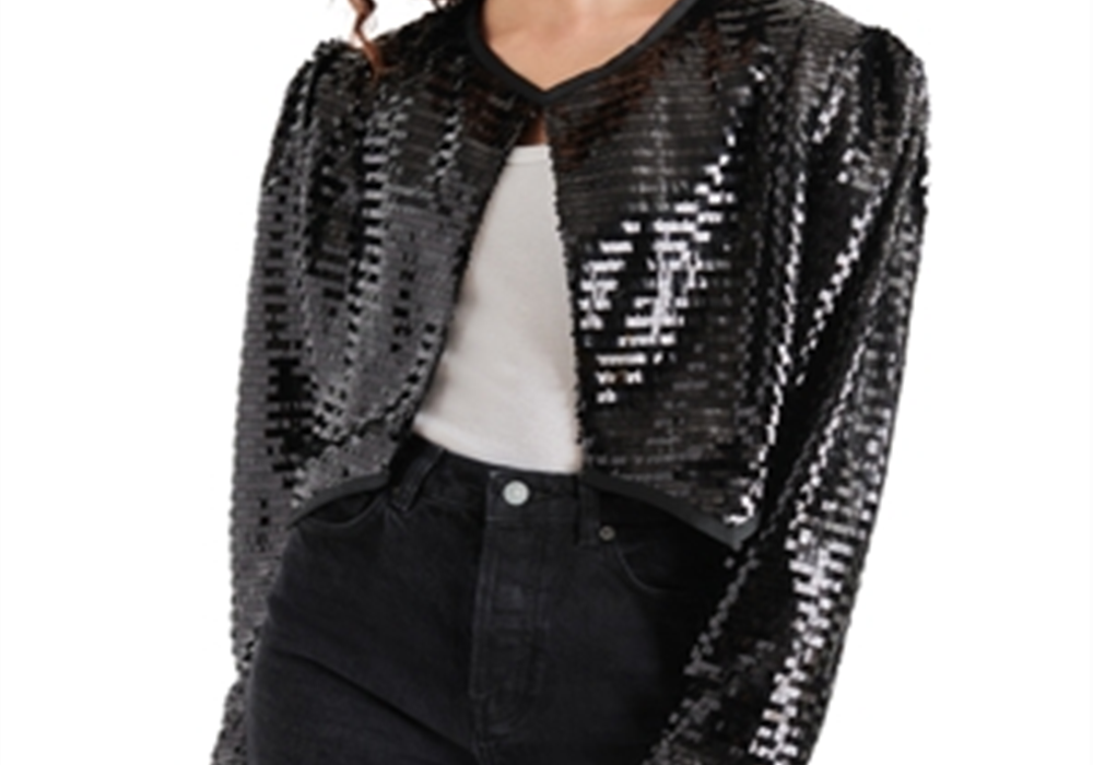 Steve Madden Juliet Cropped Piano Lantejoulas Bolero Preto
