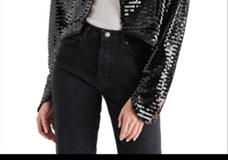 Steve Madden Juliet Cropped Piano Lantejoulas Bolero Preto