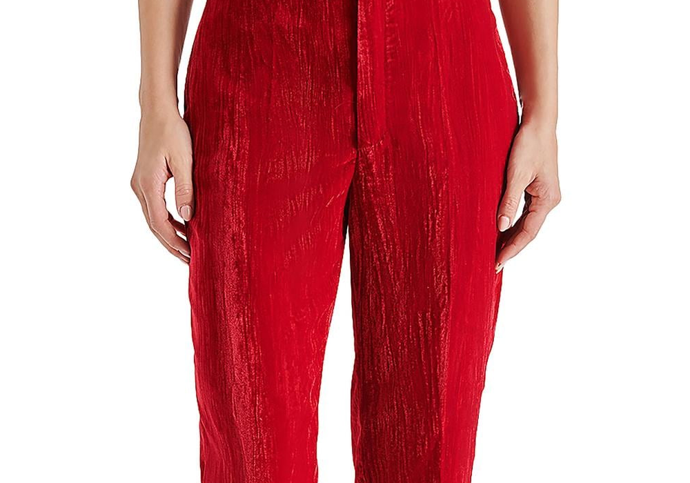 Calça Steve Madden Mercer Crushed Velvet Vermelha