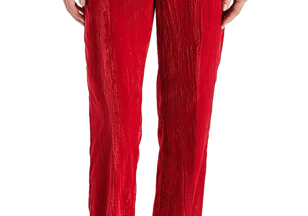 Calça Steve Madden Mercer Crushed Velvet Vermelha